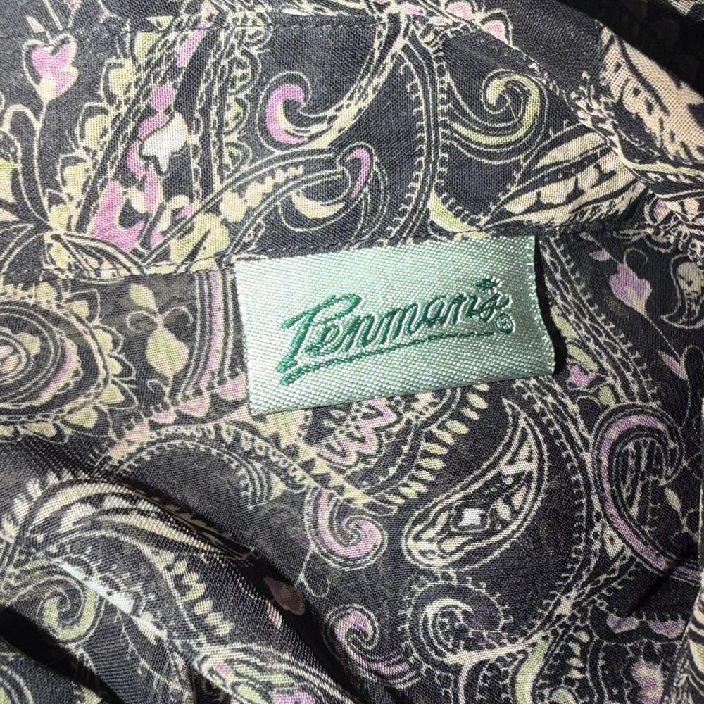 Penman’s Sheer Paisley Button Front Blouse Women Approx M Boho Lightweight - Picture 4 of 9